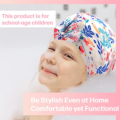 Myhomebody Kids מקלחת כובעים עם Bowknot | כובע שיער לשימוש חוזר לילדים | ילדה אטומה למים כובע